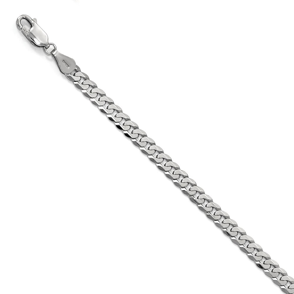 14K White Gold chain style Curb Flat 8 in 4.5 mm 4.5mm