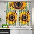 thumbnail image 2 of dinii Fall Kitchen Curtain and Valance Set Yellow Sunflower Thanksgiving Cafe Bar Window Curtains Bright Floral Light Filtering 24" Length Tier and Valance for Farmhouse Country 3 Pcs Window Curtain, 2 of 4