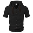 thumbnail image 1 of pstuiky camisetas para hombre, Blusa de manga corta con cuello vuelto, transpirable, con botones y color liso para hombre ropa de hombre l, 1 of 5
