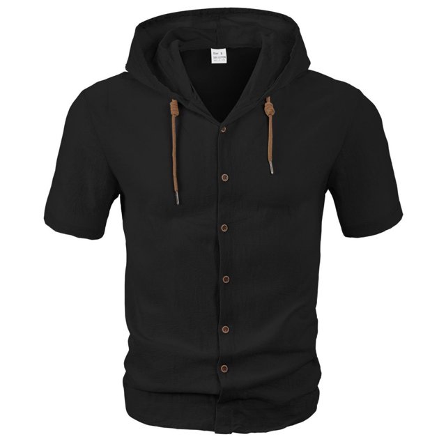 pstuiky camisetas para hombre, Blusa de manga corta con cuello vuelto, transpirable, con botones y color liso para hombre ropa de hombre l