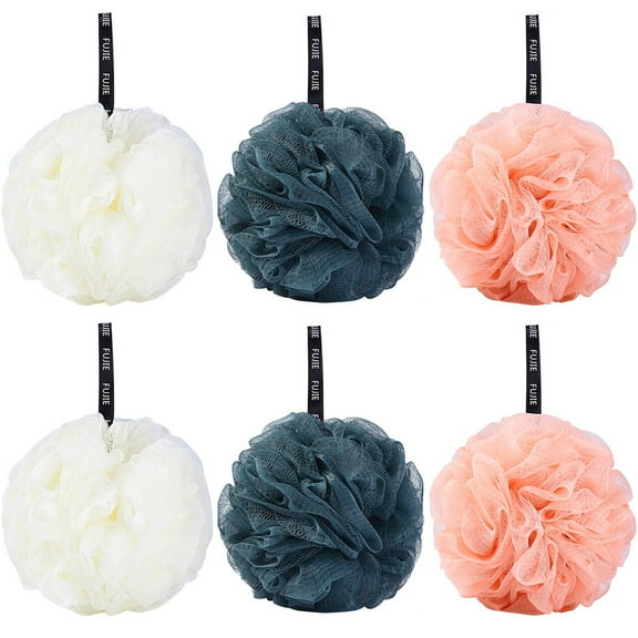 6Pcs Bath Shower Loofah Sponge Pouf Body Scrubber Exfoliator Claws Flower Wash Sponge