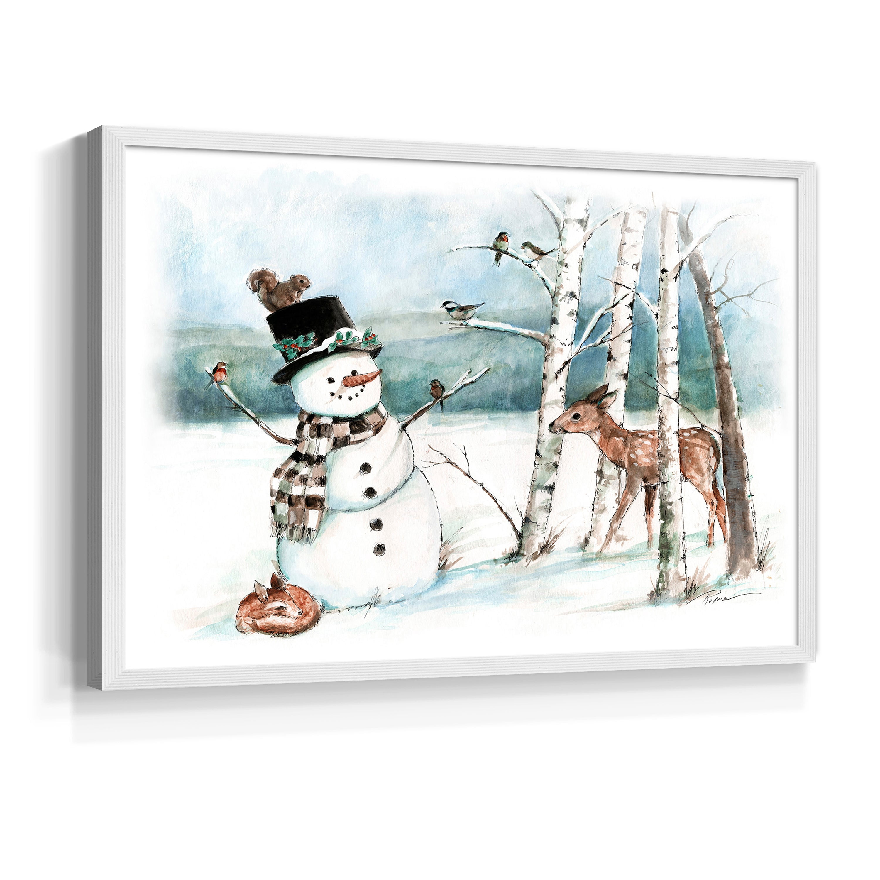 Snow Friends by Ruane Manning - Restickable Framed Giclée Print