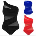 thumbnail image 4 of EYIIYE Women  Plus Size One Piece Mesh See Through One Shoulder Swimwear, 4 of 5