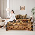 thumbnail image 5 of Manfei Sunset Bear Family 7-Piece Twin Bedding,Wooded Pine Grid Bedding Comforter Set,Brown,Black Reversible, 5 of 7