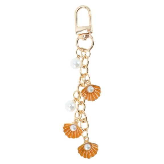 Unique Bargains 1 Pc Stylish Shell Pearl Handbag Charm Bag Accessories 4.13″ Orange