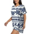 thumbnail image 2 of Bingfone Sea Underwater Turtles Print Pajamas Sets for Women Soft Short-Sleeved Pjs with Lounge Shorts Two Piece Sleepwear, 2 of 8
