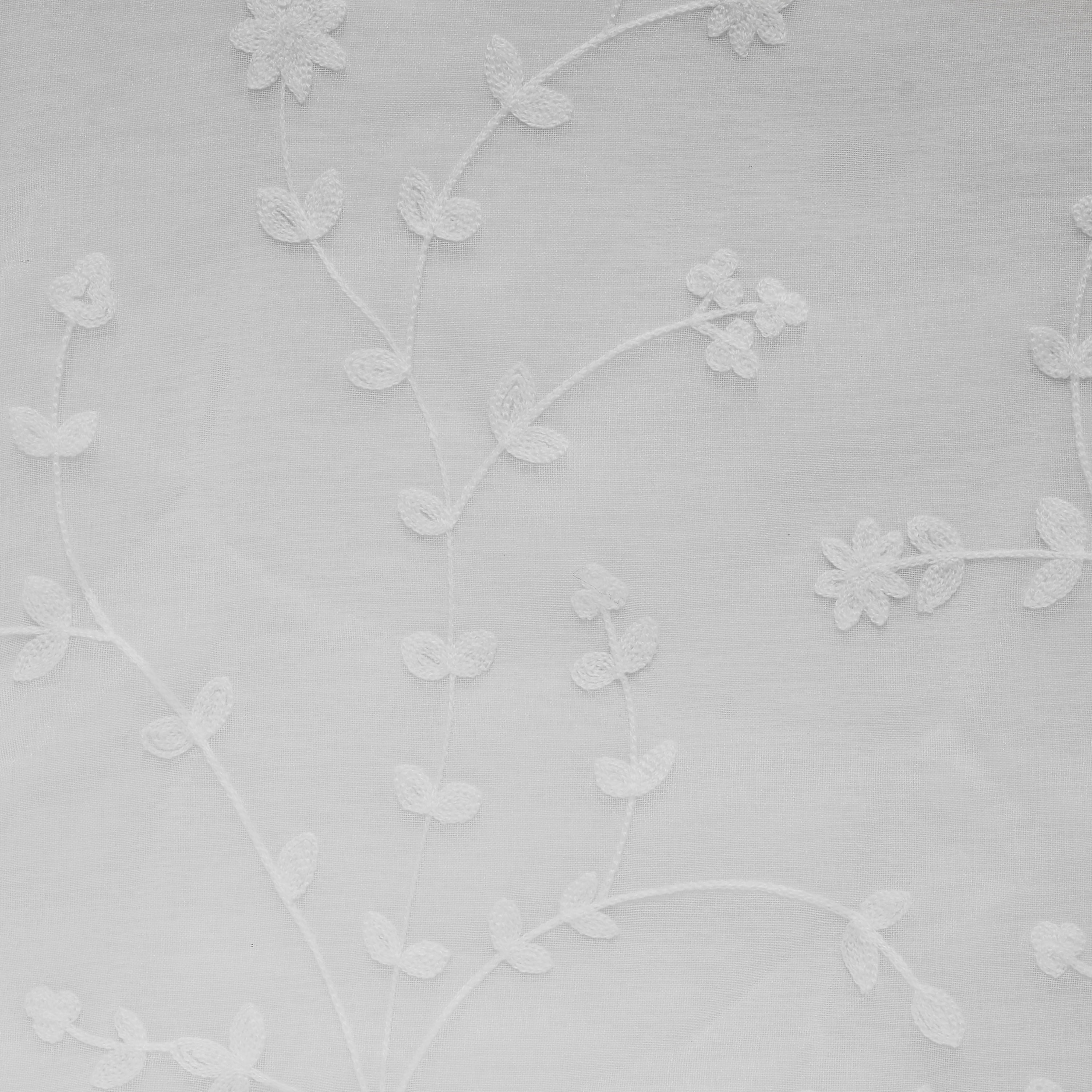 Garcia Embroidered Curtain Sheer with Scallop Detail 52" x 63" in White