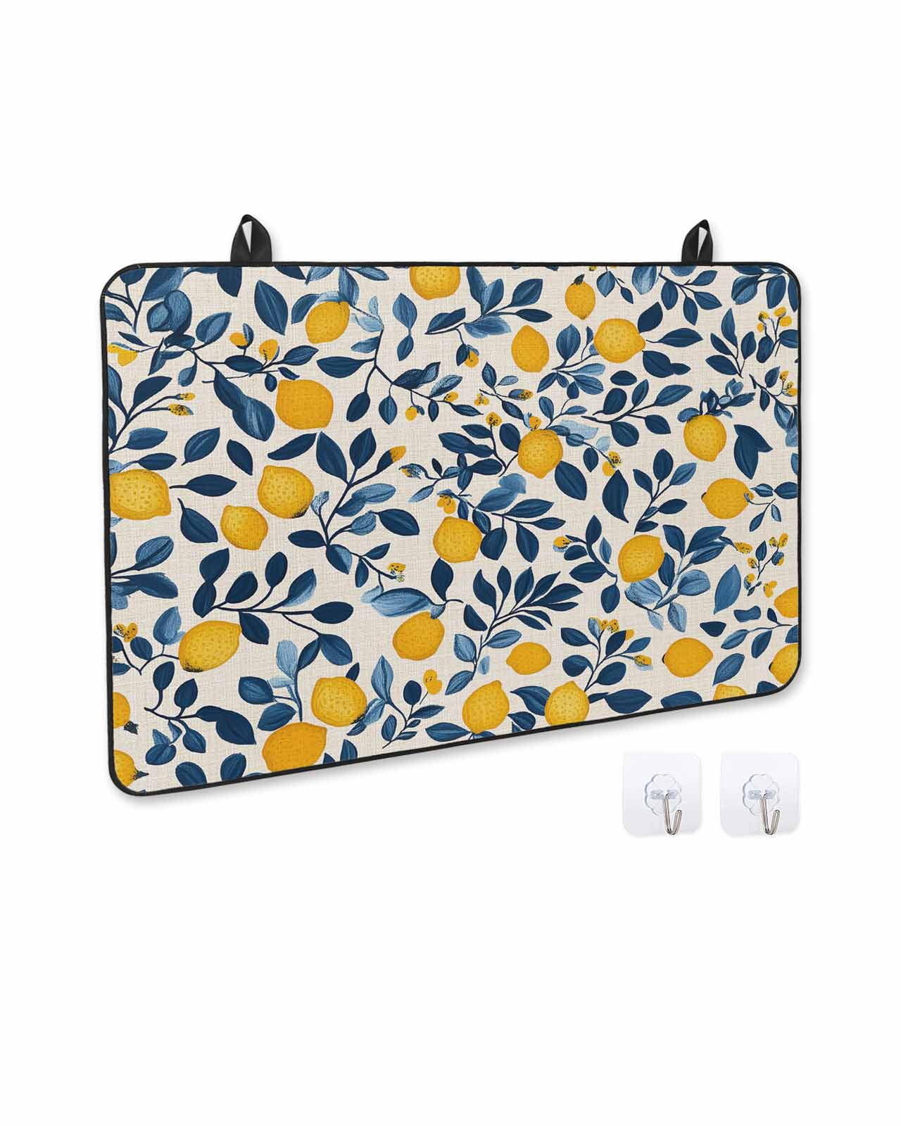 nqOlkjepod Large Induction Cooktop Protector Mat 36"x21", Lemon Summer Stove Top Covers for Electric Stove, Spring Pastoral Watercolor Fruit Leaf Stove Burner Cover Mats, Glass Top Stove Cover