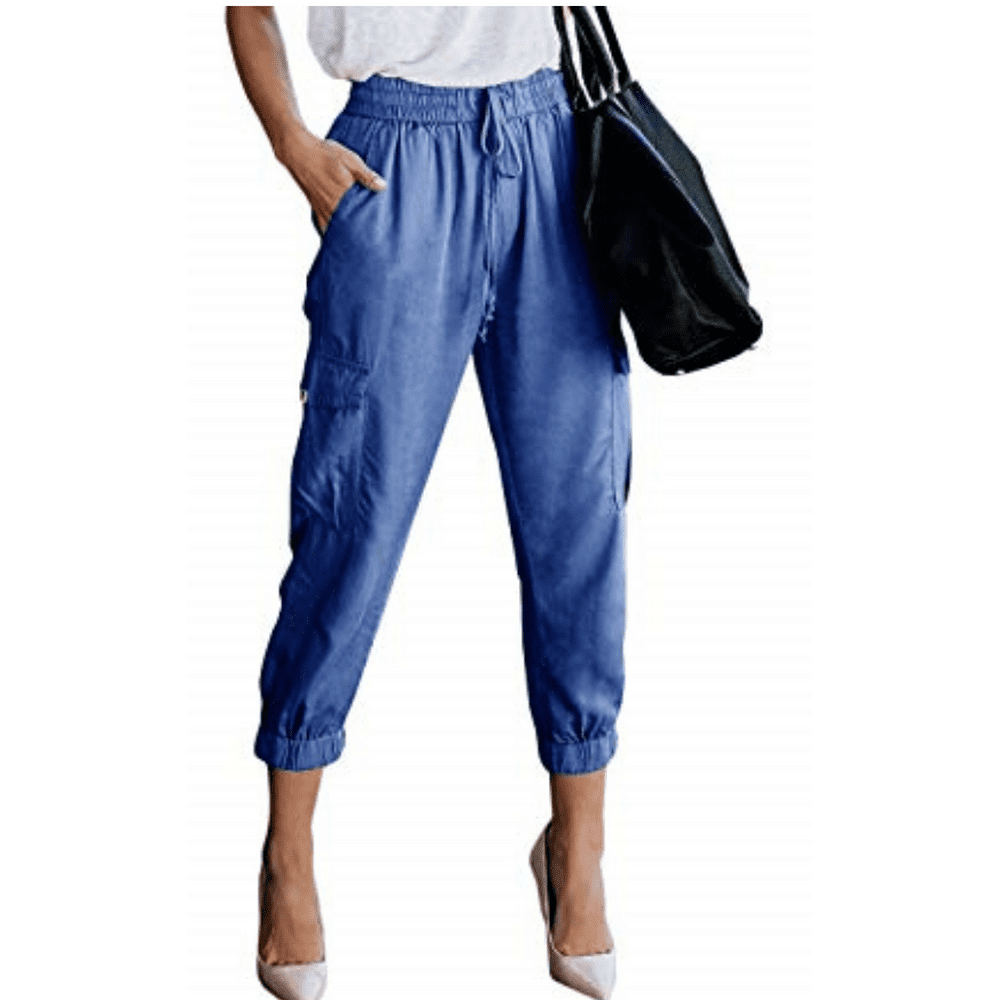 SySea - Elastic Waist Women Casual Pants Capri Joggers - Walmart.com ...