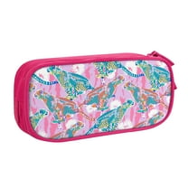 TEQUAN Large Capacity Pencil Case, Modern Pink Leopard Animal Pattern Pencil Pouch 2 Compartments Pencil Bag (Pink)