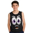 thumbnail image 4 of Boys Graphic Tank Top Funny Monster Face Print Kids Sleeveless Muscle Tee Cartoon T-Shirt Black Summer Play Cotton Polyester Spandex,Size 6 T, 4 of 6