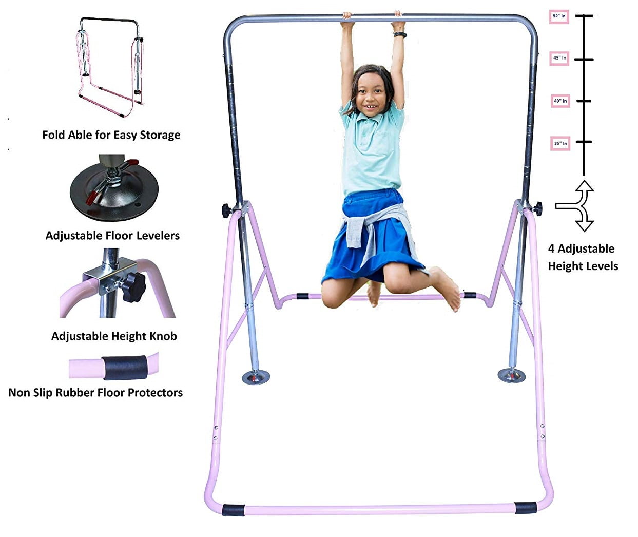 Kids Horizontal Kip Bar Jungle Gym Junior Heavy Duty Adjustable Gymnastics 