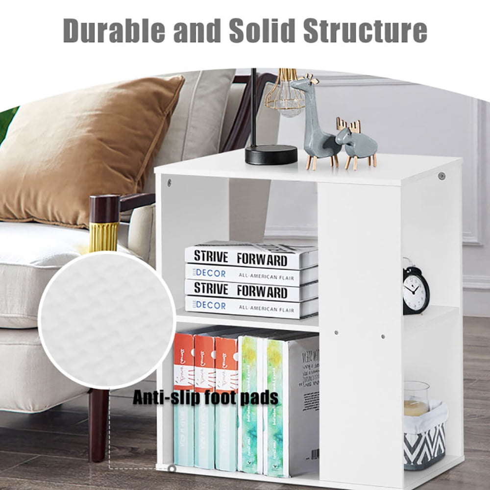 Finihen End Side Table, Rectangular Nightstand, 2-Tier Side End Table with Storage Shelves, for Living Room, Bedroom, White Finihen End Side Table, Rectangular Nightstand, 2-Tier Side End Table with Storage Shelves, for Living Room, Bedroom, White