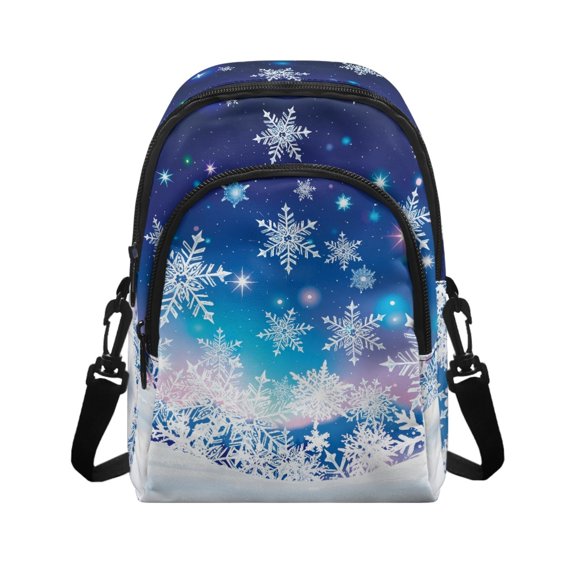 CHAQLIN Snowflake Gradient Print Small Crossbody Wallet with Adjustable Strap Card Slots Sling Backpack for Fall, Polyester Crossbody Bag