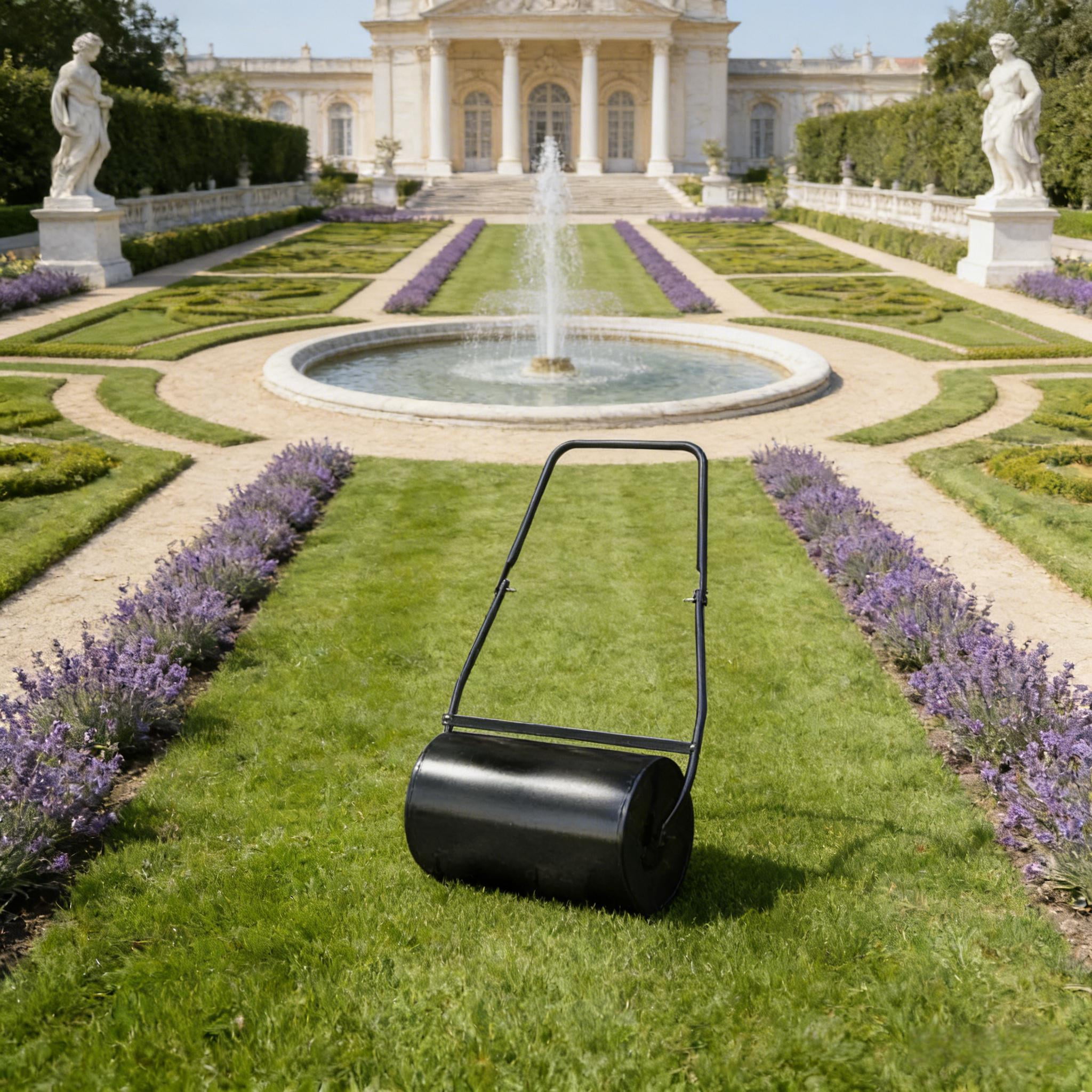Lawn Roller for Flattening, Push/Tow Behind Lawn Roller Filled with Water or Sand