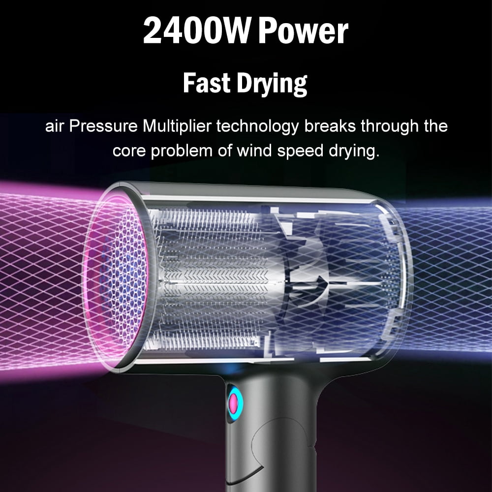 Professional Hair Dryer High-Speed Ionic Blow Dryer with Nozzle Intelligent Temp Control Low Noise for Home Salon Travel