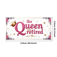 thumbnail image 6 of LUUFILx The Queen Has Retired Banner Retirement Party Supplies Event Decor Background Decoration Backdrop Photo Shoot Celebration Purple Gold Theme, 6 of 8