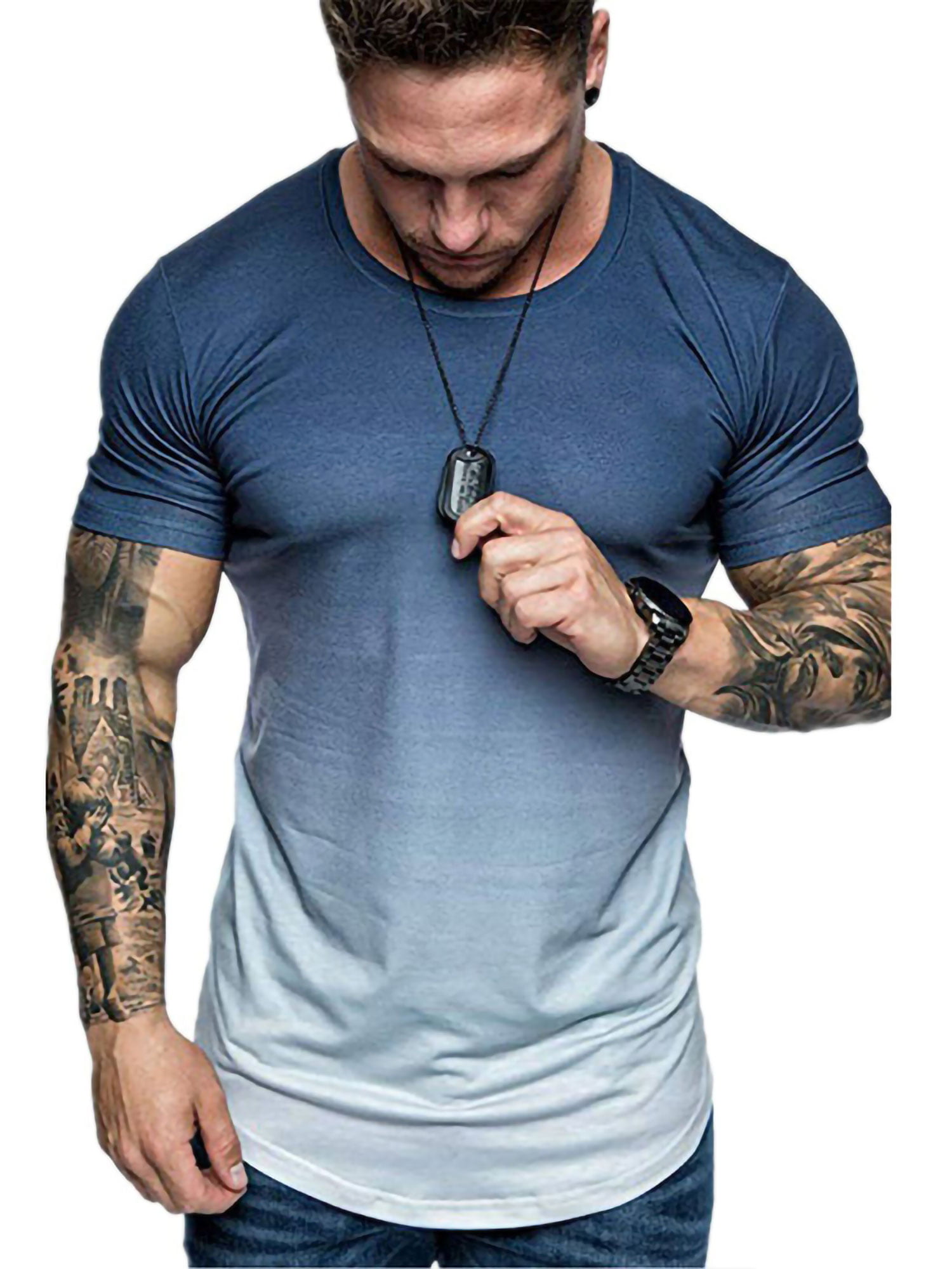 Fashion Men's Tee Slim Fit Short Sleeve Muscle Cotton Casual Tops Blouse Shirts&