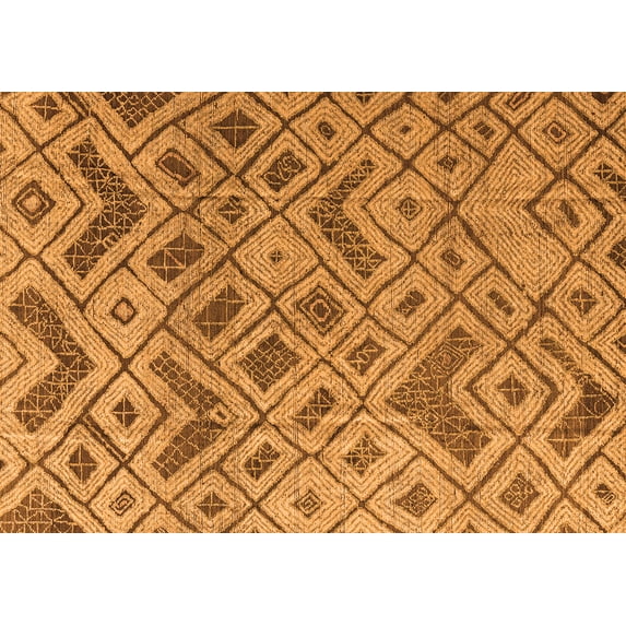 Ahgly Company Indoor Rectangle Abstract Orange Modern Area Rugs, 2' x 5'