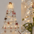 thumbnail image 4 of Cadena de luces navideñas con cintas, adornos navideños, accesorios para árboles de Navidad, colgante decorativo, cinta dorada de doble capa, 4 of 6