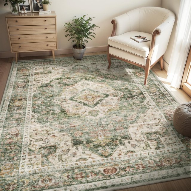 -Runner Rug X Rugs for Living Room- Machine Washable Rug-Soft Living Room Rug-Vintage Non Slip Carpet-Rugs for Bedrooms Dining Office