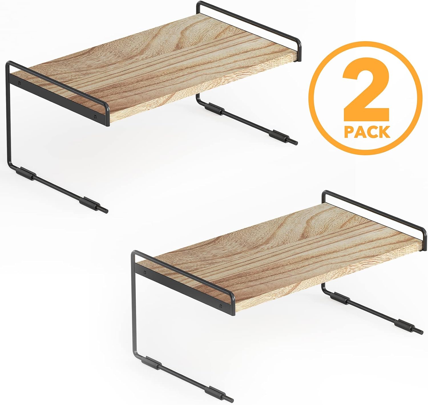 SpaceAid 2 Pack Cabinet Shelf Organizers, Kitchen Counter Organizer Rack Under Shelves Riser, 16" Wide