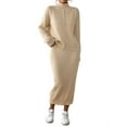 thumbnail image 2 of Women'S Two Piece Sweater Skirt Sets Knit Sweater Top Bodycon Skirt 2 Piece Outfits Apricot Color XL, 2 of 10