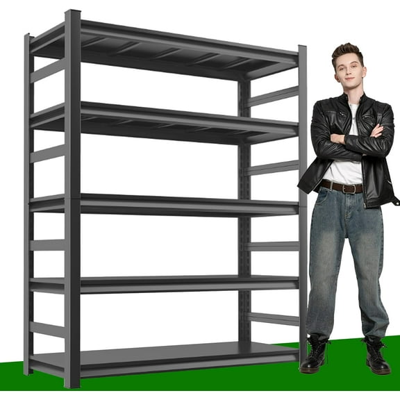 72" H All-Metal Garage Shelving Unit and Storage, Easy Assembly Shelves, Heavy-Duty Adjustable Laminates Shelf, Steel Shelves for Warehouse,Basement, 47.2" W*23.6" D*72" H, Black