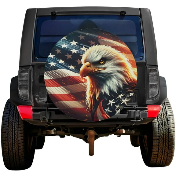 Lotusprinthandmade Patriotic Eagle America Flag Spare Tire Cover Without Backup Camera Hole 6 Sizes (27 in.), patriotic tire cover, us flag tire protector