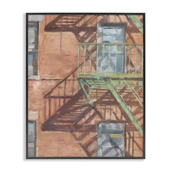 Stupell Industries Modern Cityscape Fire Escape Black Framed Giclee Art, 11 x 14, by Ethan Harper