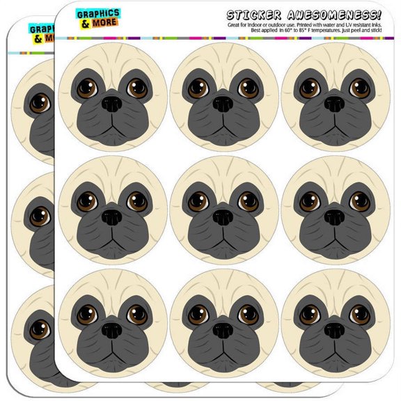 Pug Face Pet Dog 18 2" Planner Calendar Scrapbooking Crafting Stickers