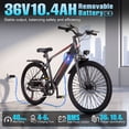 thumbnail image 4 of LoonFat 26" Electric Bike for Adult, Peak 750W Electric Mountain Bike with Removable Battery 36V 10.4Ah, 40 Miles Range(PAS), 20MPH, 7-Speed, Full Suspension, UL2849, 4 of 7