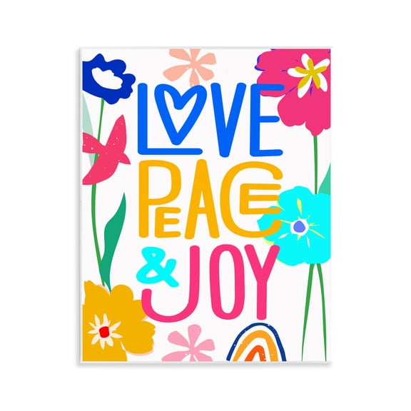 Stupell Industries Bold Love Peace Joy Plants & Flowers Painting Unframed Art Print Wall Art, 11 x 14