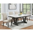 thumbnail image 2 of Weathered Gray Wood 5pc Dining Set with Beige Chairs, 2 of 4