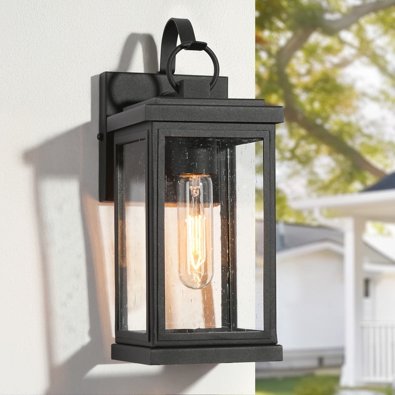 LNC Modern Outdoor Wall Lantern, Black Finish with Clear Glass, Wet Rated, 12.2" H