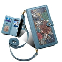 Galaxy A13 5G Case, Dteck Samsung Galaxy A13 5G Crossbody Wallet Case, Zipper Purse Leather Protective Cover with RFID Blocking Card Holder Wrist Strap for Samsung Galaxy A13 5G, Blue