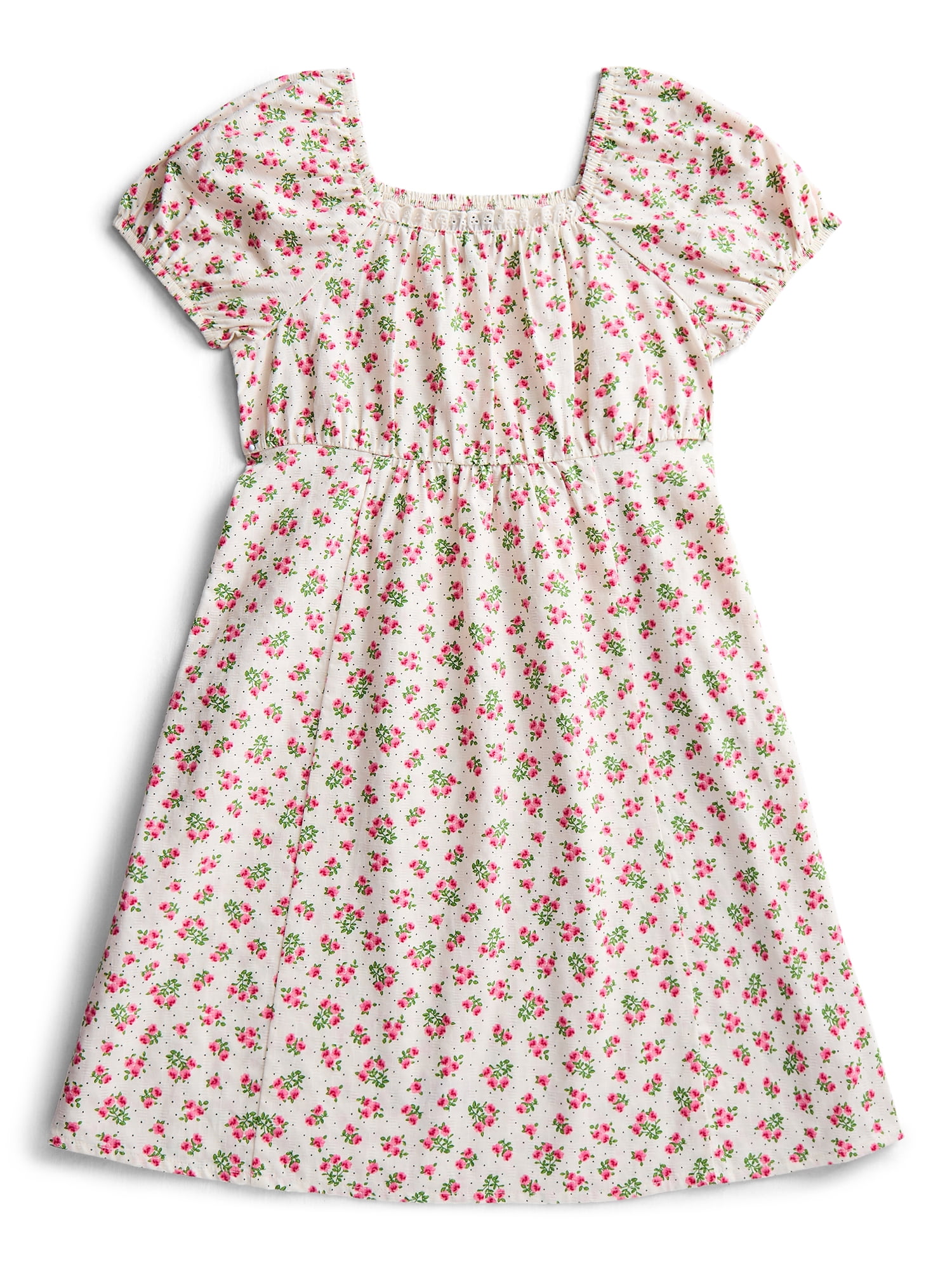 Parker Rose Girls Cotton Puff Sleeve Dress and Socks, Sizes 4-18