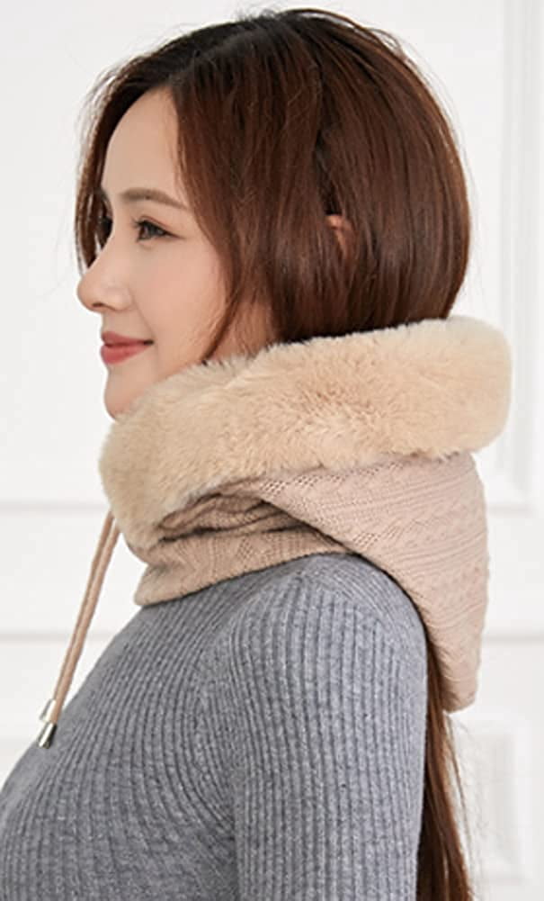 CoCopeaunts Women Winter Fleece Beanie Hat One-Piece Drawstring Knit Beanie Hats Scarf Mask Ski Snow Skull Hat Cap