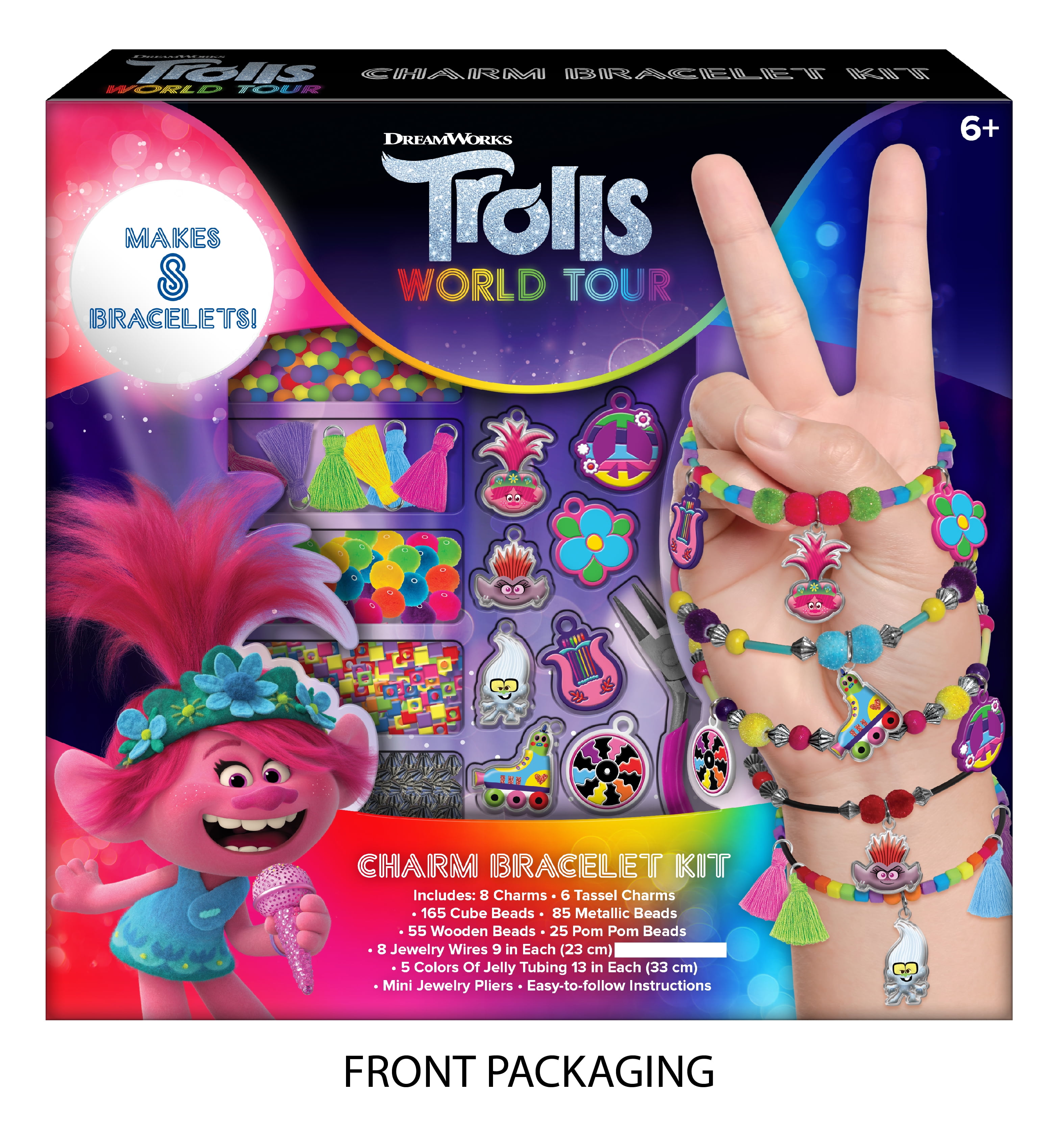 Trolls Bracelet with Charms Bands Pink Band Craft Girls Charm Troll Bracelets 