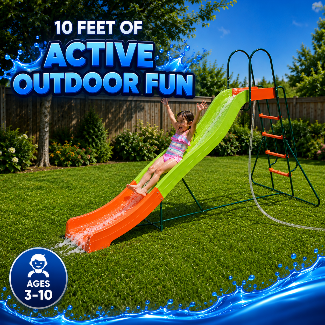 Platports, Kids Slide, 10ft Outdoor Indoor Backyard Playground