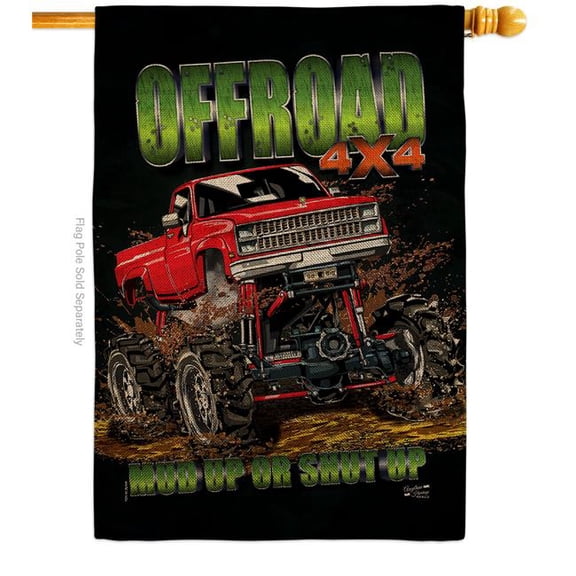 Angeleno Heritage H130408-DB Offroad Interests Vehicle 28 x 40 in. Double-Sided Decorative Vertical House Flag for Decoration Banner Garden Yard Gift
