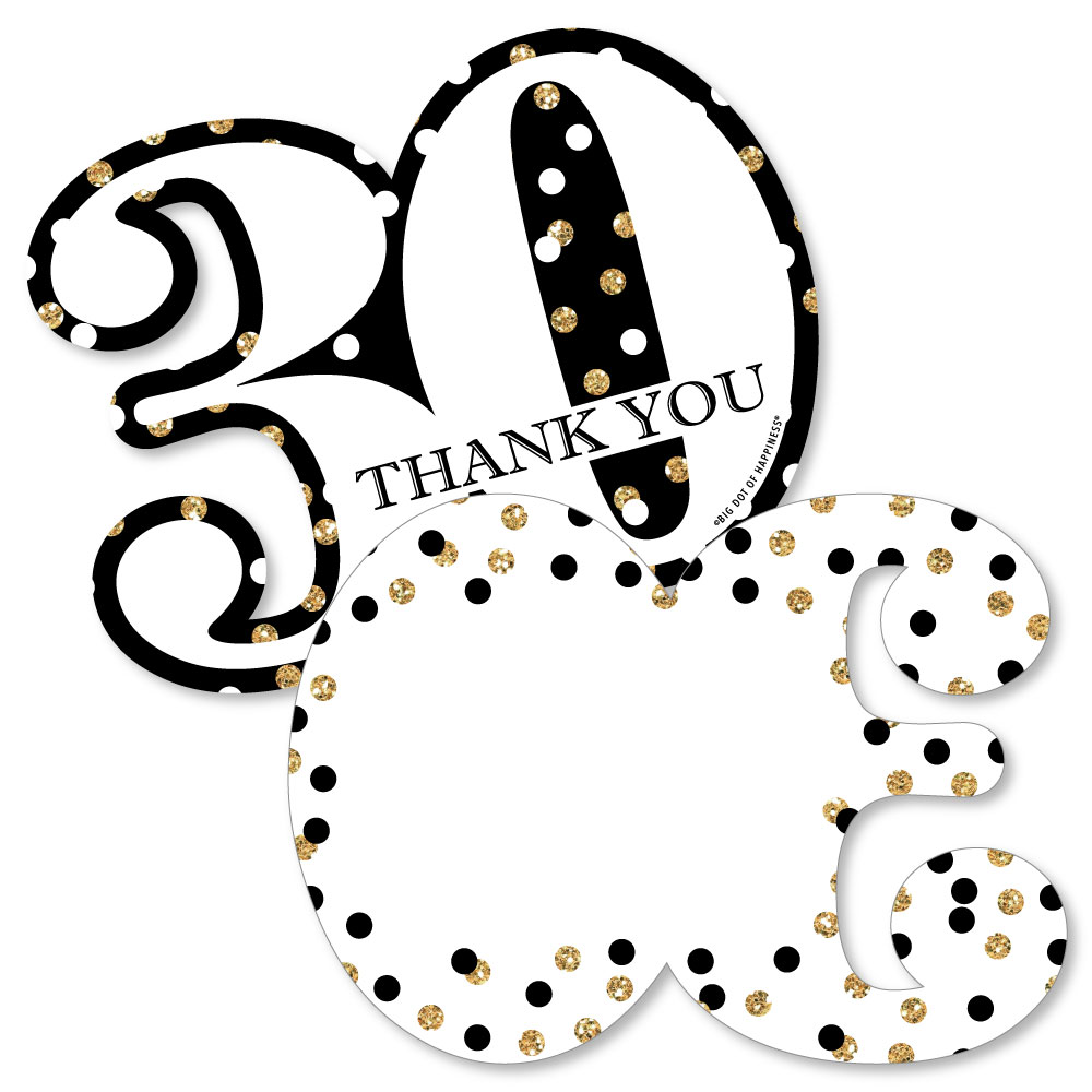 Adult 30th Birthday Gold Shaped Thank You Cards Birthday Party 