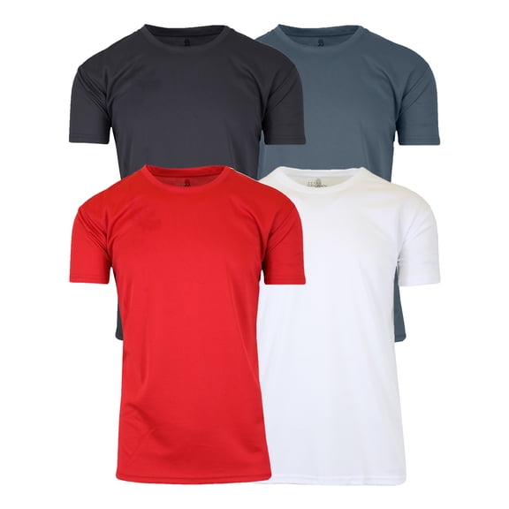 GBH Men's Short Sleeve Moisture Wicking Active Performance Crew Neck Tee (4-Pack)