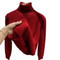 thumbnail image 2 of YHAJDS Women Fall Winter Sleepwear,Thermal Homewear For Women,Sleepwear With Built In Bra,Solid Color Turtleneck Fleece Lined Versatile Knitted Inner Base Layer Top,Warm For Fall And Winter, 2 of 5