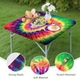 thumbnail image 4 of Colorful Tie Dye Pattern Square Fitted Tablecloth with Elastic Edge,Square Table Cover,Washable Elastic Table Cover for Home Kitchen Party Decor 34"x34", 4 of 6