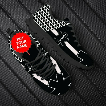 

Paramedic EMT EMS Print Men Casual Nursing Shoes Male Lace Up Flat Shoes Customize Name/Logo Mesh Nurse Sneakers