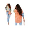 thumbnail image 3 of SAYOO Blusa de Mujer Contraste Color Costura Manga Larga Solapa Cierre de Botón Suelta Versátil Camisa Casual Tops SAYOO casual, 3 of 9