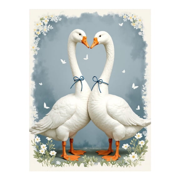 Diamond Art Kit for Adults, Geese With Blue Bows And Flowers Diamond Painting for Adults Beginners, 5D DIY Diamond Art Painting Kits, Colorful Diamond Painting Craft for Home Decor 12x16