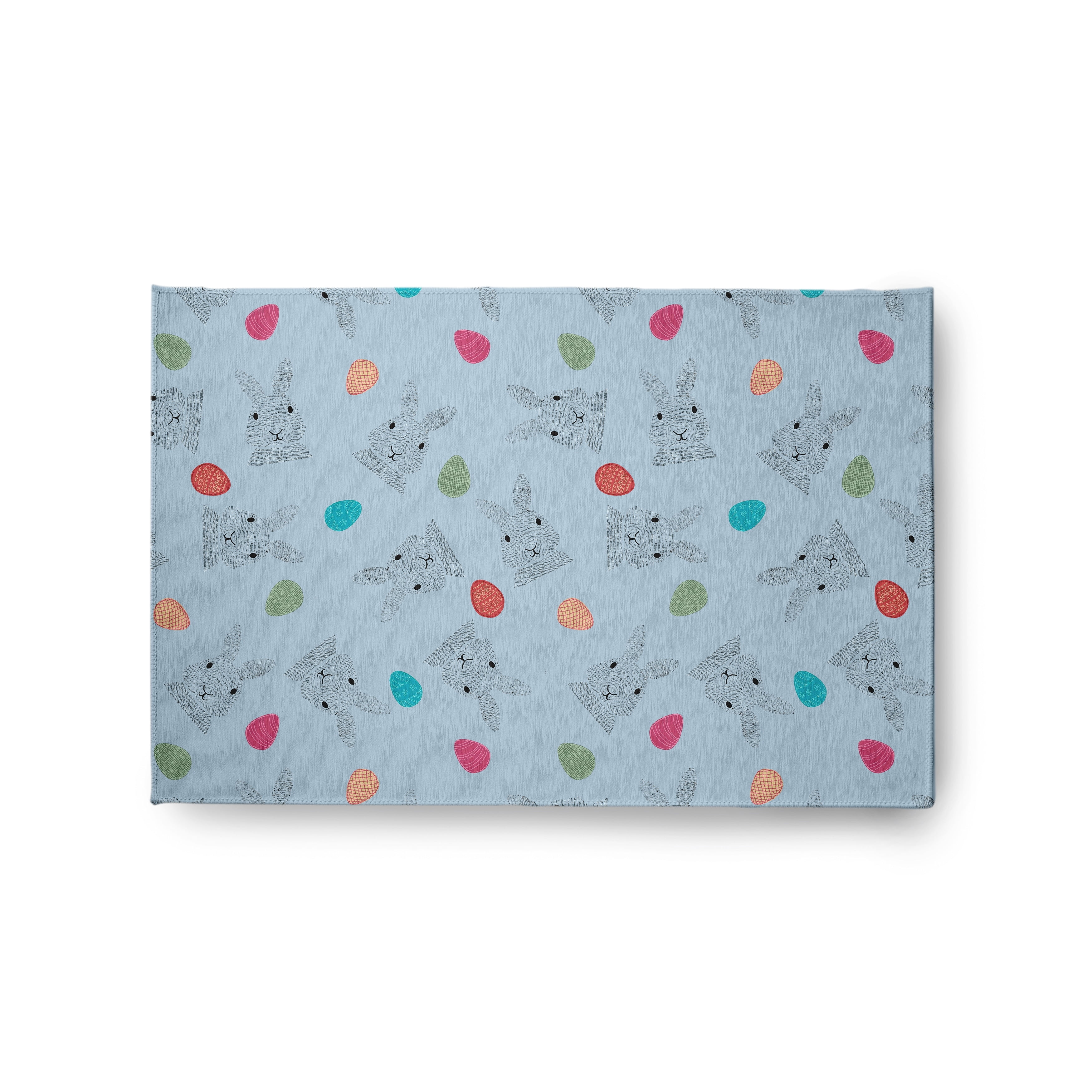 Simply Daisy 2' x 3' Breezeway Green Bunnies and Eggs Easter Chenille Rug