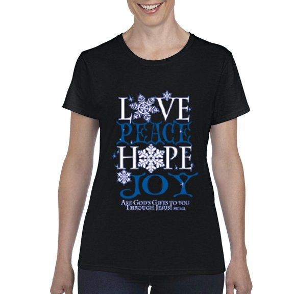 MmF - Women's T-Shirt Short Sleeve - PEACE HOPE LOVE JOY